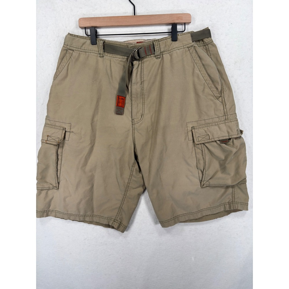 Abercrombie and Fitch Mens XL Cargo Shorts Khaki Belted Herringbone Y2K 90's